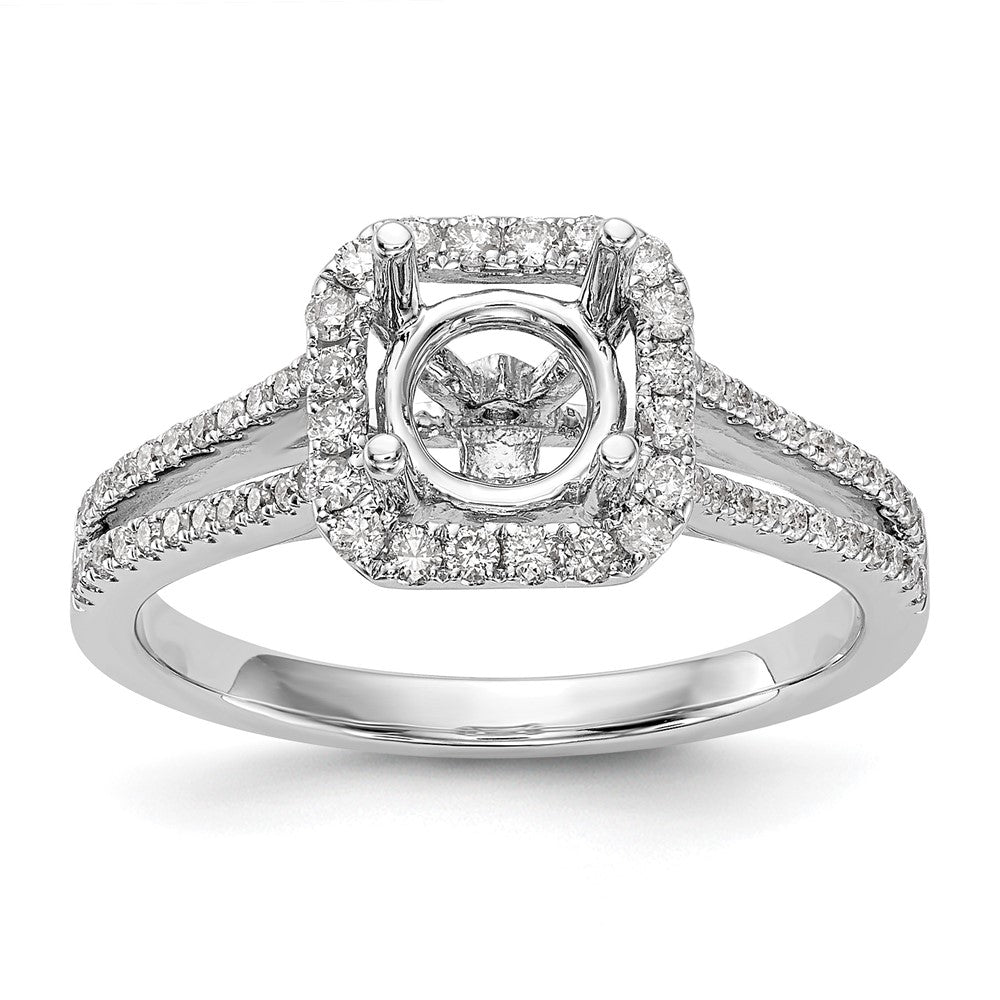 0.75ct. CZ Solid Real 14K White Gold Cushion Cushion Halo Engagement Ring