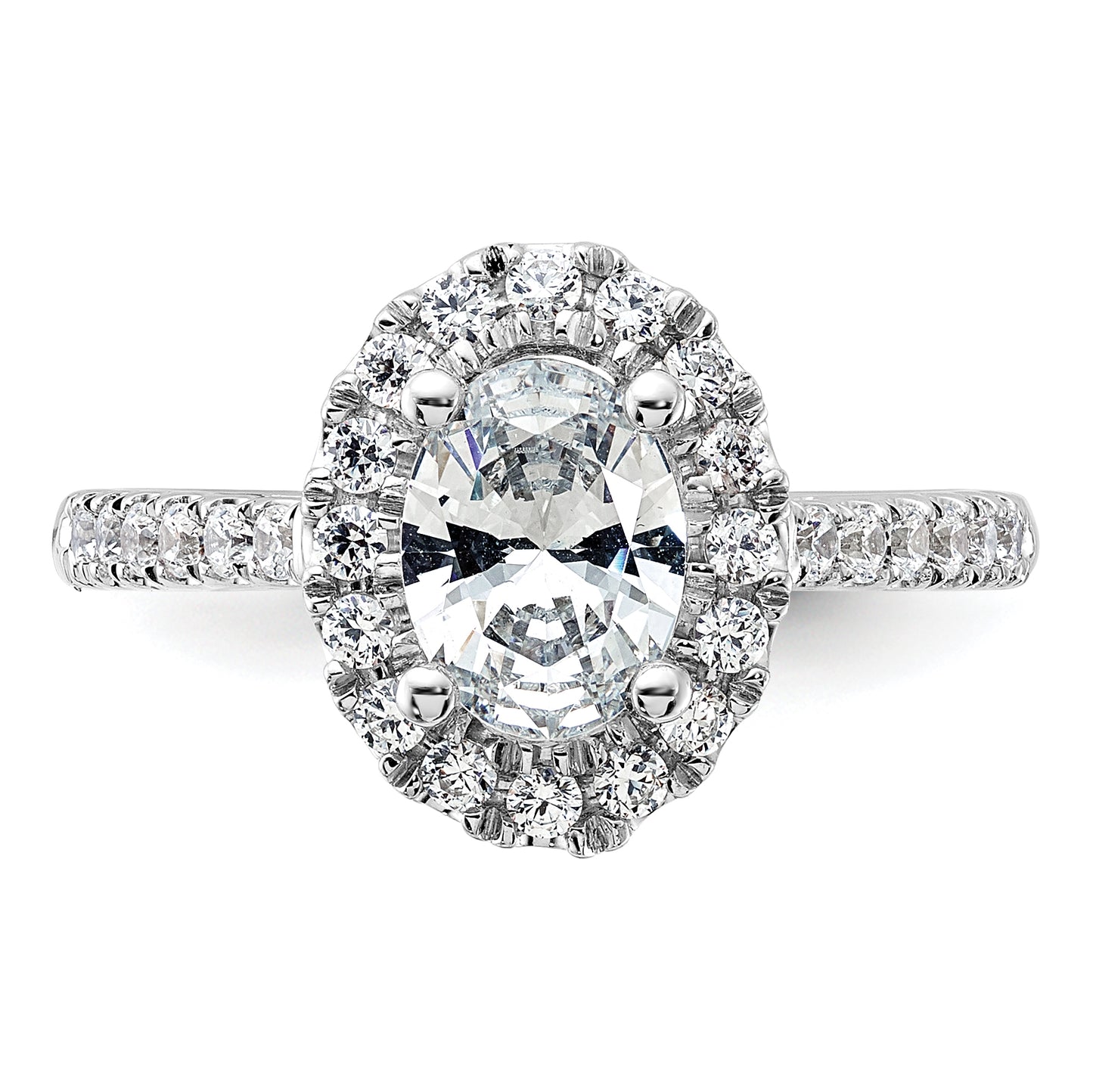 14k White Gold 1/2 Ct. Lab Grown Diamond VS/SI+ G+ 1 Ct. Center Oval Halo Engagement Ring