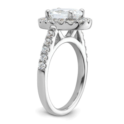 14K White Gold Halo Plus (Holds 2 carat (10.2x7.0mm) Oval Center) 7/8 carat Diamond Semi-Mount Engagement Ring