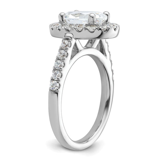14K White Gold Halo Plus (Holds 2 carat (10.2x7.0mm) Oval Center) 7/8 carat Diamond Semi-Mount Engagement Ring
