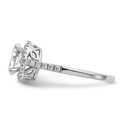 14K White Gold Halo Plus (Holds 1 Carat (7X5mm) Oval Center) 1/4 Diamond Semi Mount Engagement Ring