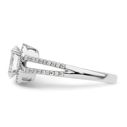 14K White Gold Halo Plus (Holds 3/4 Carat (7.5X5.0mm) Oval Center) 1/3 Diamond Semi Mount Engagement Ring