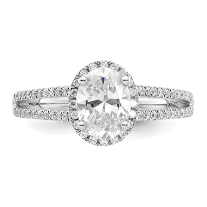 14K White Gold Halo Plus (Holds 3/4 Carat (7.5X5.0mm) Oval Center) 1/3 Diamond Semi Mount Engagement Ring