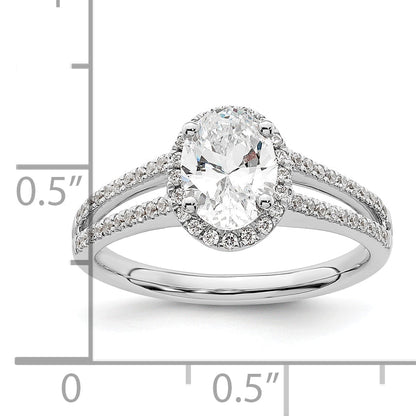 14K White Gold Halo Plus (Holds 3/4 Carat (7.5X5.0mm) Oval Center) 1/3 Diamond Semi Mount Engagement Ring