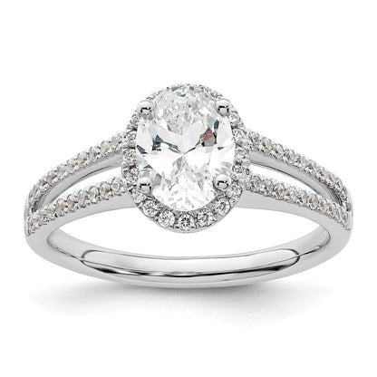 14K White Gold Halo Plus (Holds 3/4 Carat (7.5X5.0mm) Oval Center) 1/3 Diamond Semi Mount Engagement Ring