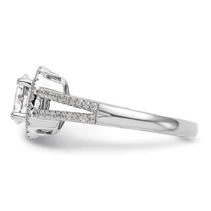 1.00ct. CZ Solid Real 14K White Gold Oval Oval Halo Engagement Ring