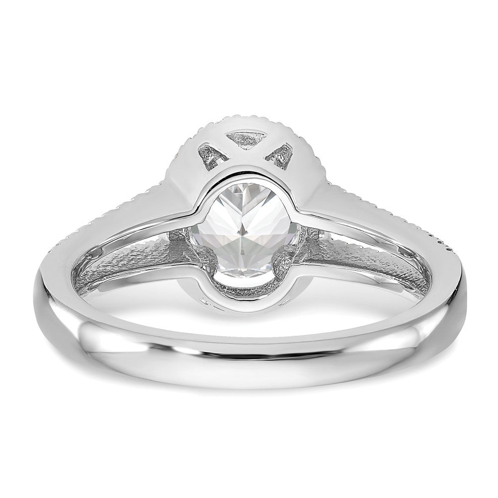 1.00ct. CZ Solid Real 14K White Gold Oval Oval Halo Engagement Ring