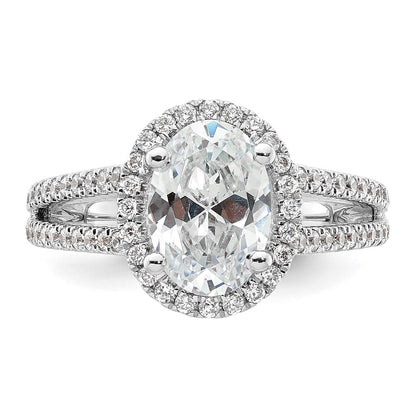 2.00ct. CZ Solid Real 14K White Gold Oval Oval Halo Engagement Ring