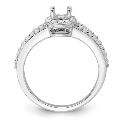 14K White Gold Halo Plus (Holds 1/2 Carat (6X4mm) Oval Center) Diamond Semi Mount Engagement Ring