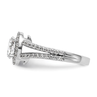 1.00ct. CZ Solid Real 14K White Gold Oval Oval Halo Engagement Ring