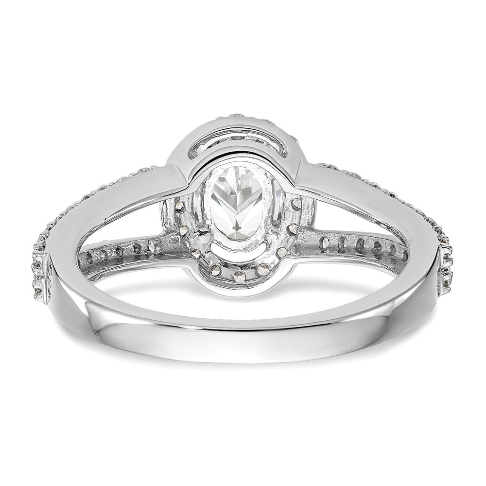 1.00ct. CZ Solid Real 14K White Gold Oval Oval Halo Engagement Ring