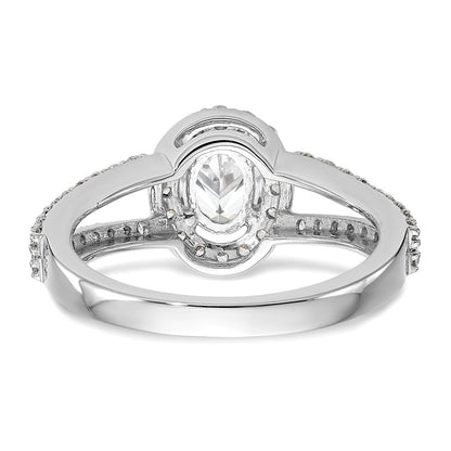 1.00ct. CZ Solid Real 14K White Gold Oval Oval Halo Engagement Ring