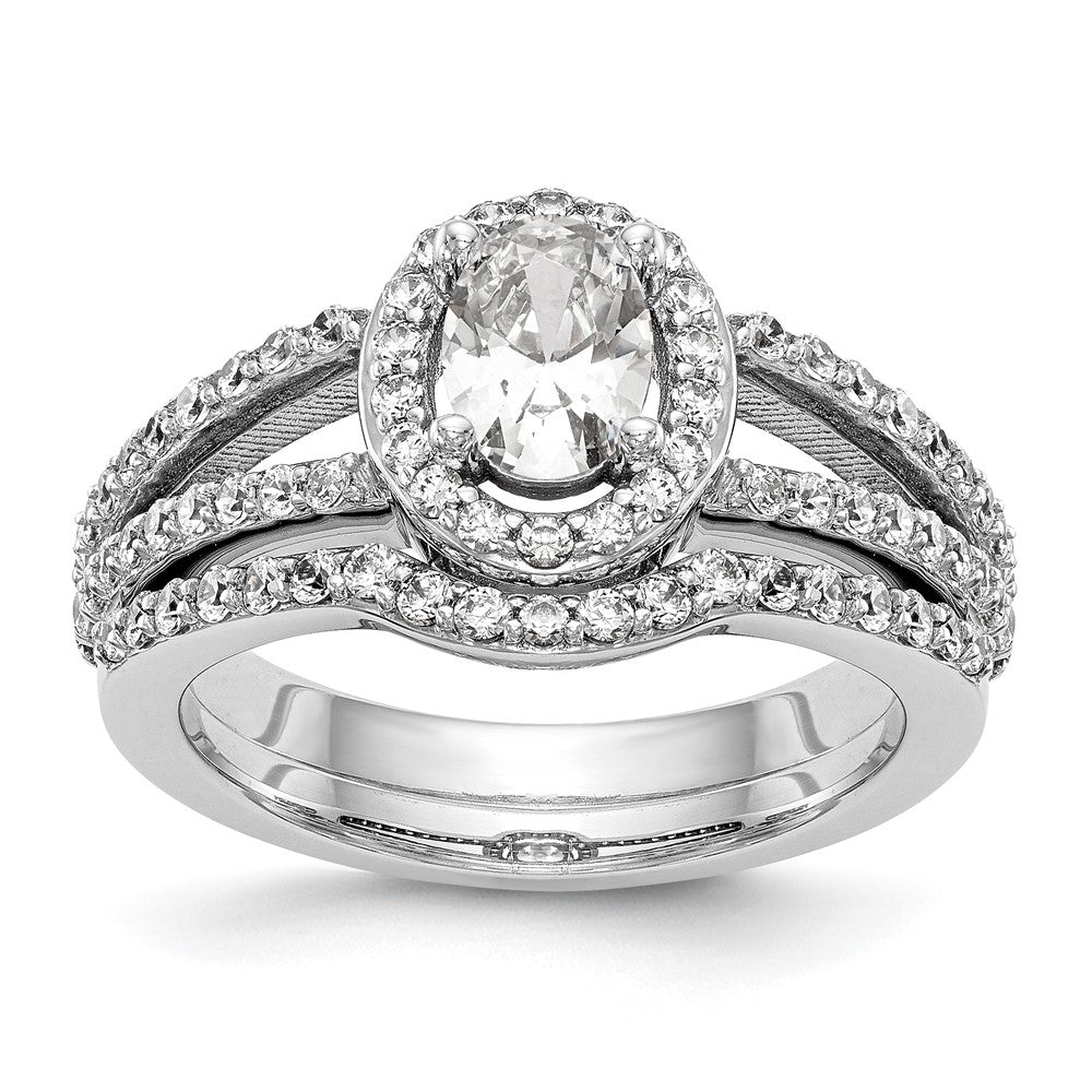 1.00ct. CZ Solid Real 14K White Gold Oval Oval Halo Engagement Ring
