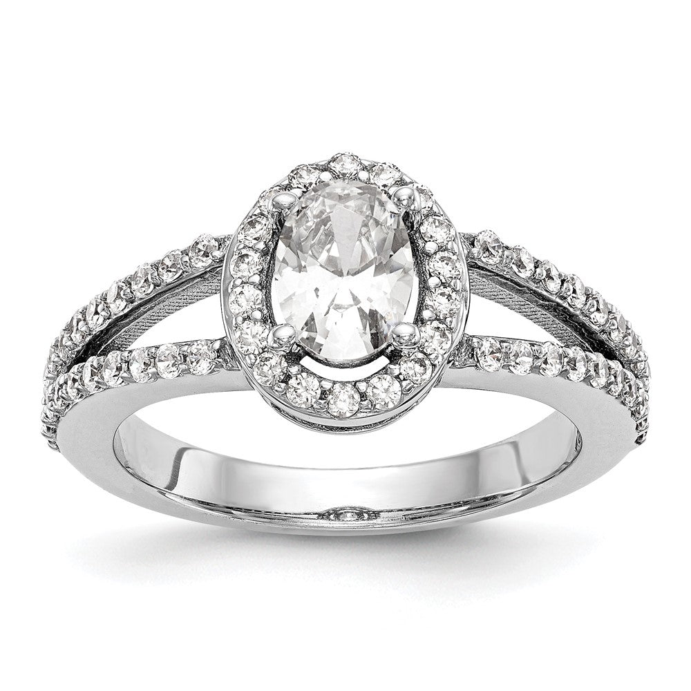 1.00ct. CZ Solid Real 14K White Gold Oval Oval Halo Engagement Ring