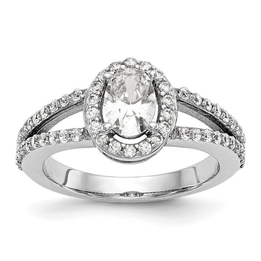 1.00ct. CZ Solid Real 14K White Gold Oval Oval Halo Engagement Ring