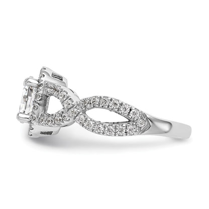 1.00ct. CZ Solid Real 14K White Gold Oval Oval Halo Engagement Ring