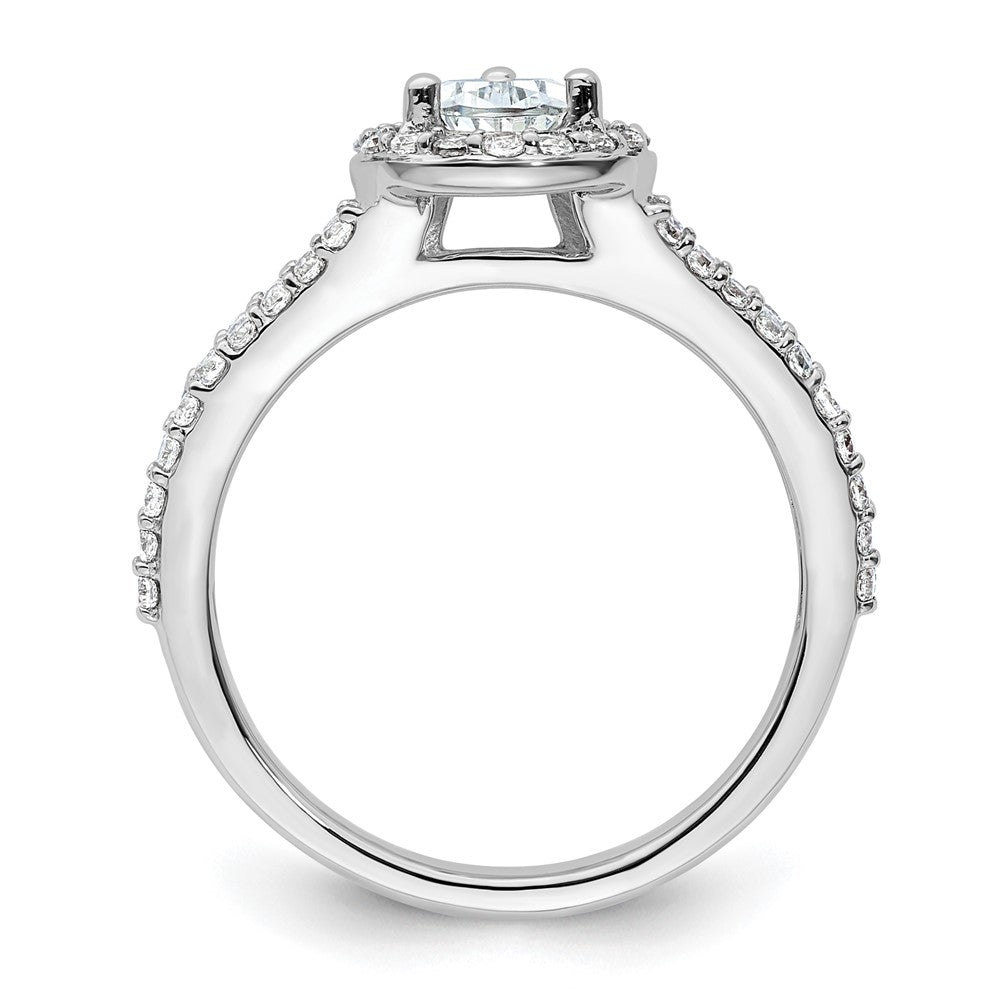 0.75ct. CZ Solid Real 14K White Gold Pear Pear Halo Engagement Ring