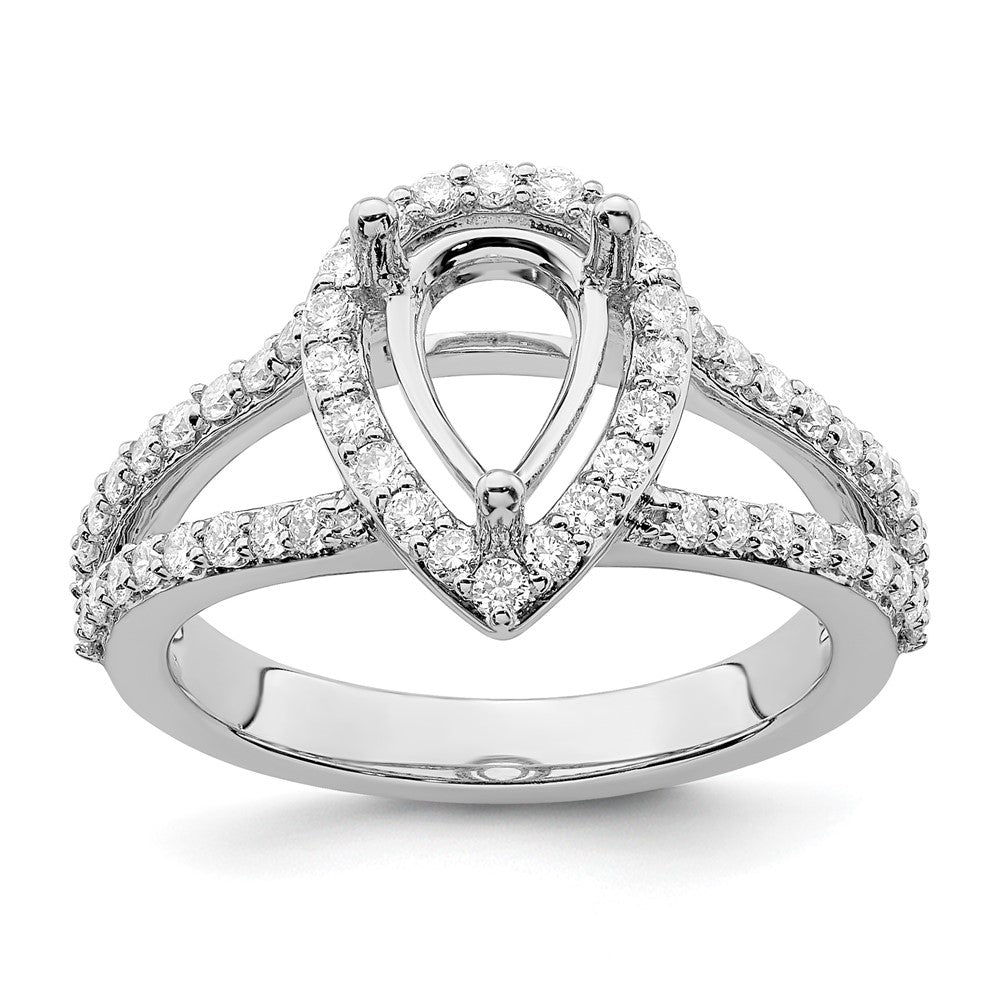 1.50ct. CZ Solid Real 14K White Gold Pear Pear Halo Engagement Ring