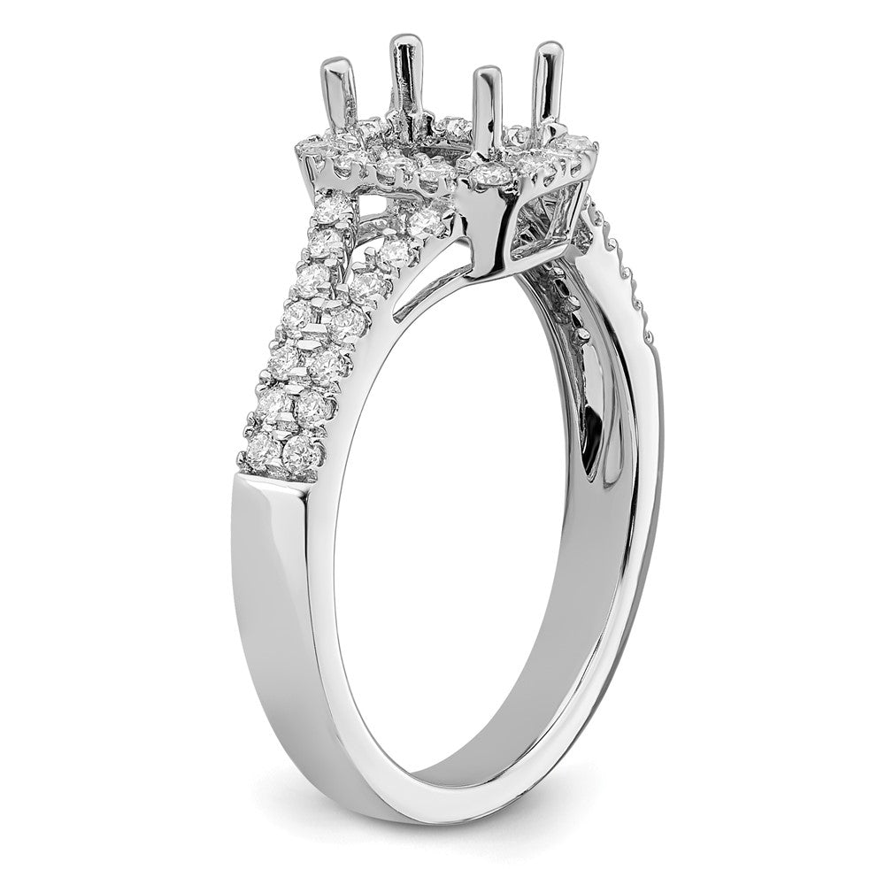 14K White Gold True Origin 3/8 Carat Lab Grown Diamond Vs D E F Semi Mount Emerald Halo Engagement Ring