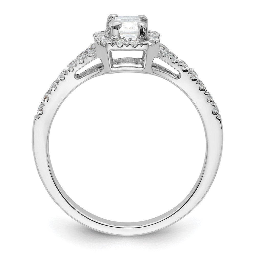 0.75ct. CZ Solid Real 14K White Gold Emerald Halo Engagement Ring