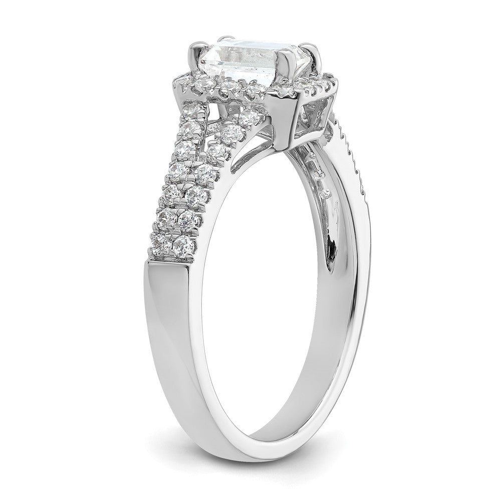 0.75ct. CZ Solid Real 14K White Gold Emerald Halo Engagement Ring