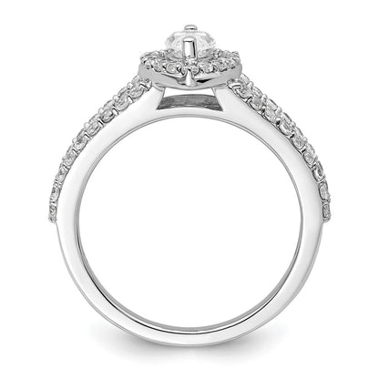 14K White Gold Halo Plus (Holds 1/2 Carat (8X4mm) Marquise Center) 5/8 Diamond Semi Mount Engagement Ring