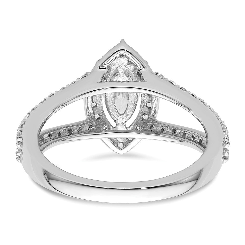 14K White Gold Halo Plus (Holds 1/2 Carat (8X4mm) Marquise Center) 5/8 Diamond Semi Mount Engagement Ring