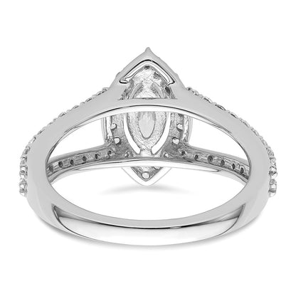 14K White Gold Halo Plus (Holds 1/2 Carat (8X4mm) Marquise Center) 5/8 Diamond Semi Mount Engagement Ring