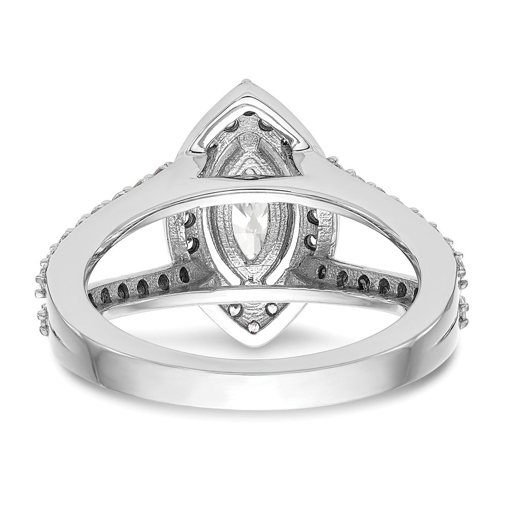 1.00ct. CZ Solid Real 14K White Gold Marquise Halo Engagement Ring