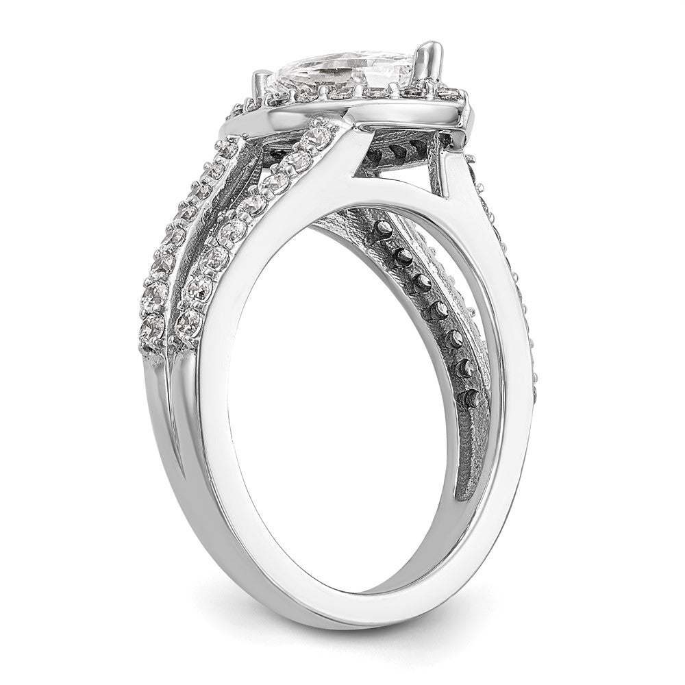 1.00ct. CZ Solid Real 14K White Gold Marquise Halo Engagement Ring