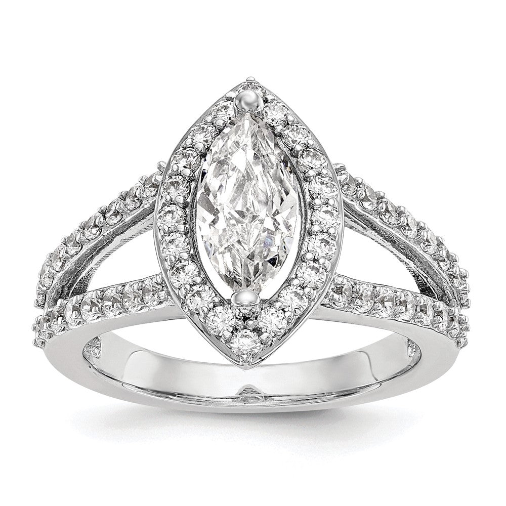 1.00ct. CZ Solid Real 14K White Gold Marquise Halo Engagement Ring