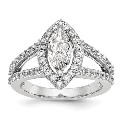 1.00ct. CZ Solid Real 14K White Gold Marquise Halo Engagement Ring