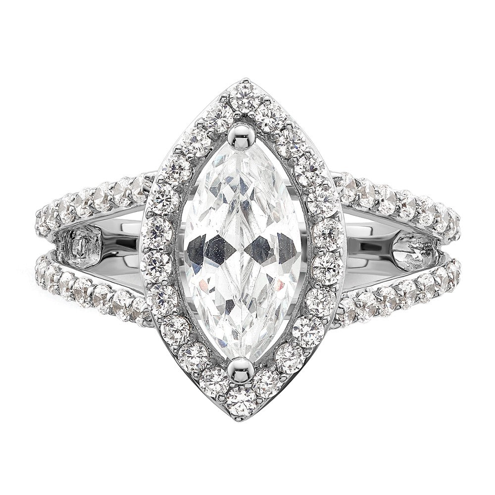2.00ct. CZ Solid Real 14K White Gold Marquise Halo Engagement Ring