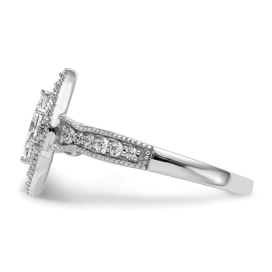 0.38ct. CZ Solid Real 14K White Gold Marquise Halo Engagement Ring