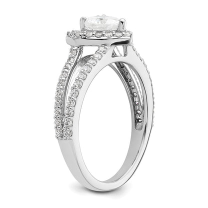 0.50ct. CZ Solid Real 14K White Gold Heart Halo Engagement Ring