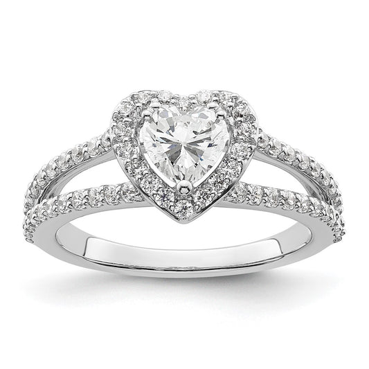 0.50ct. CZ Solid Real 14K White Gold Heart Halo Engagement Ring