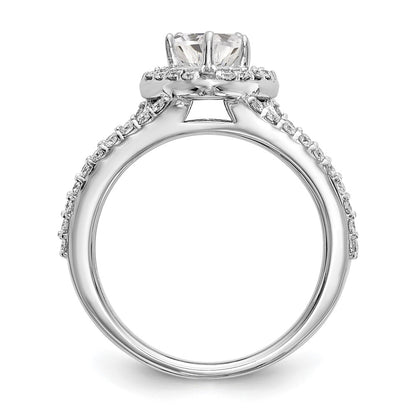 14K White Gold Halo Plus (Holds 1 Carat (6.6mm) Heart Center) 3/4 Diamond Semi Mount Engagement Ring