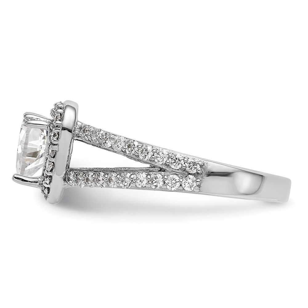 14K White Gold Halo Plus (Holds 1 Carat (6.6mm) Heart Center) 3/4 Diamond Semi Mount Engagement Ring