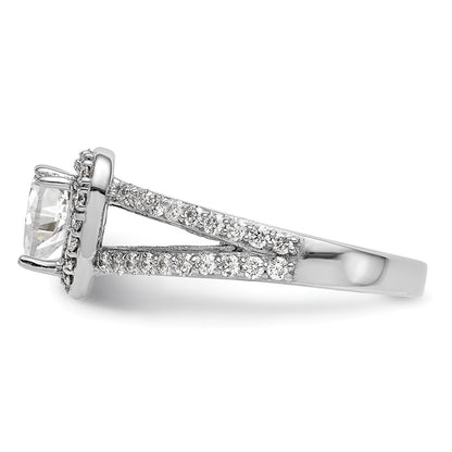 14K White Gold Halo Plus (Holds 1 Carat (6.6mm) Heart Center) 3/4 Diamond Semi Mount Engagement Ring