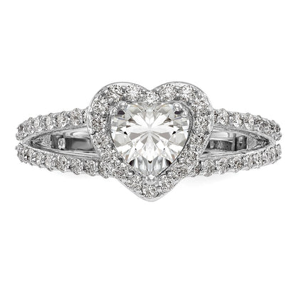 1.00ct. CZ Solid Real 14K White Gold Heart Halo Engagement Ring