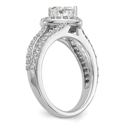 14K White Gold Halo Plus (Holds 1 Carat (6.6mm) Heart Center) 3/4 Diamond Semi Mount Engagement Ring