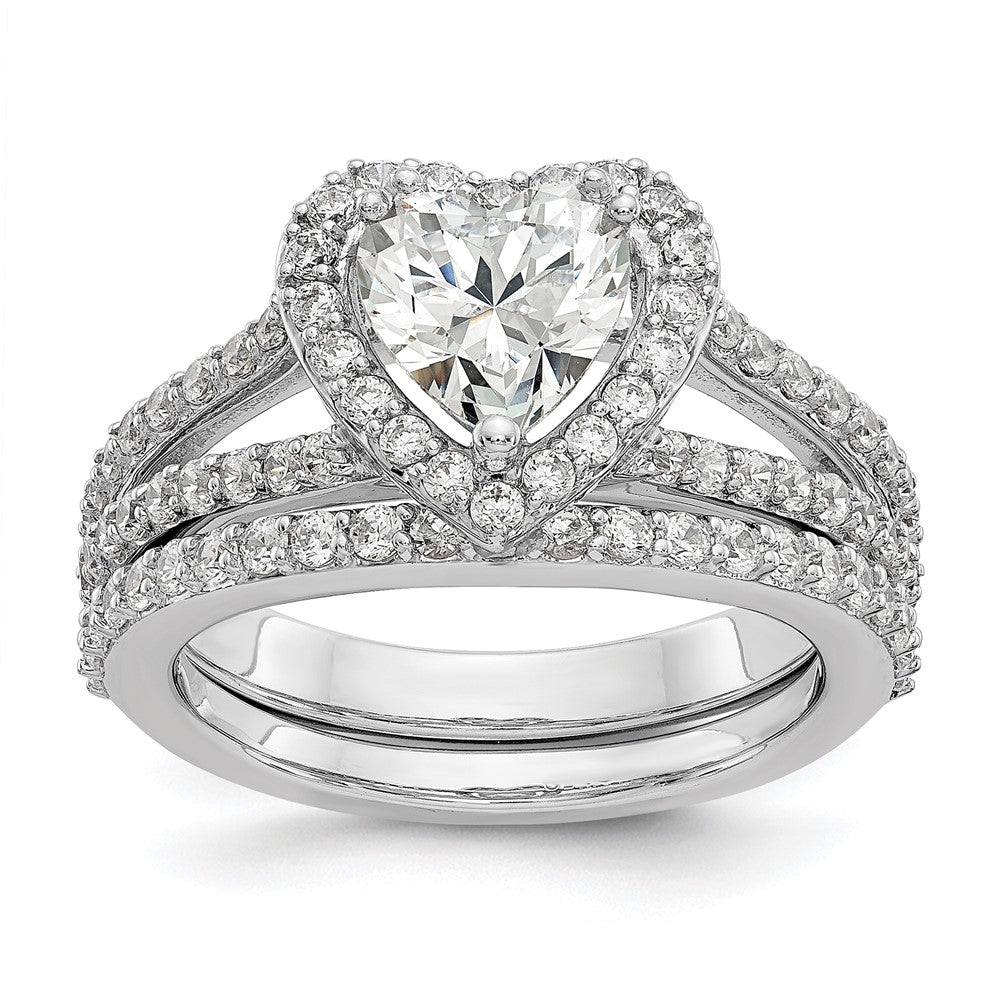 1.00ct. CZ Solid Real 14K White Gold Heart Halo Engagement Ring