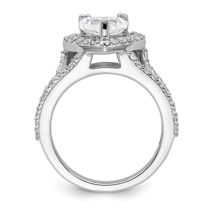 1.50ct. CZ Solid Real 14K White Gold Heart Halo Engagement Ring