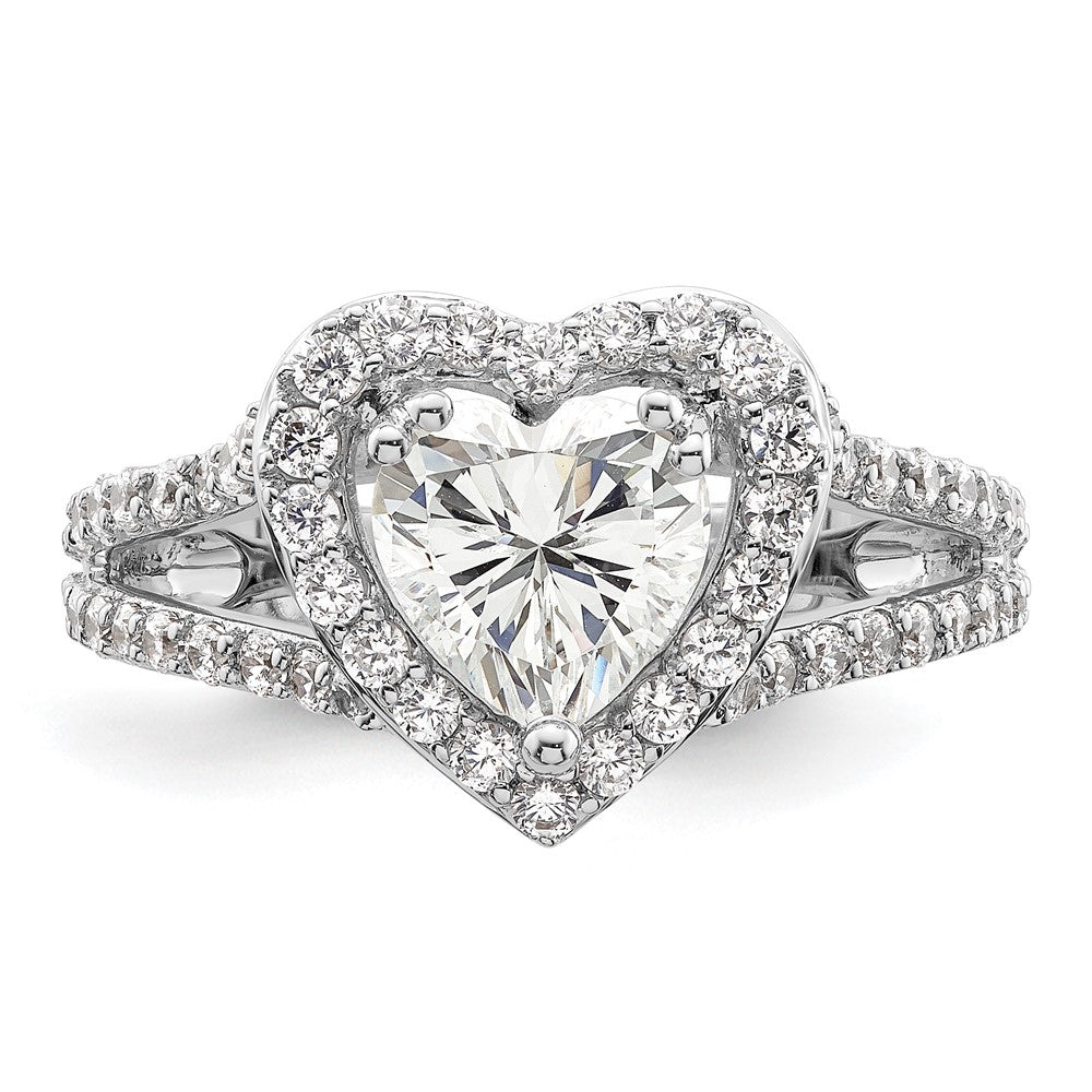 1.50ct. CZ Solid Real 14K White Gold Heart Halo Engagement Ring