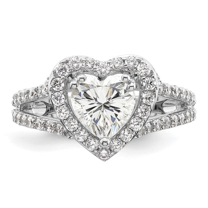 1.50ct. CZ Solid Real 14K White Gold Heart Halo Engagement Ring