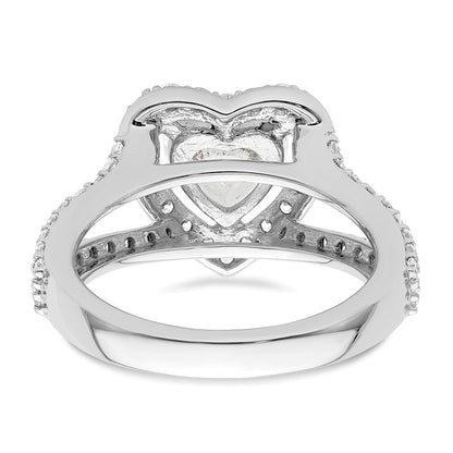 1.50ct. CZ Solid Real 14K White Gold Heart Halo Engagement Ring