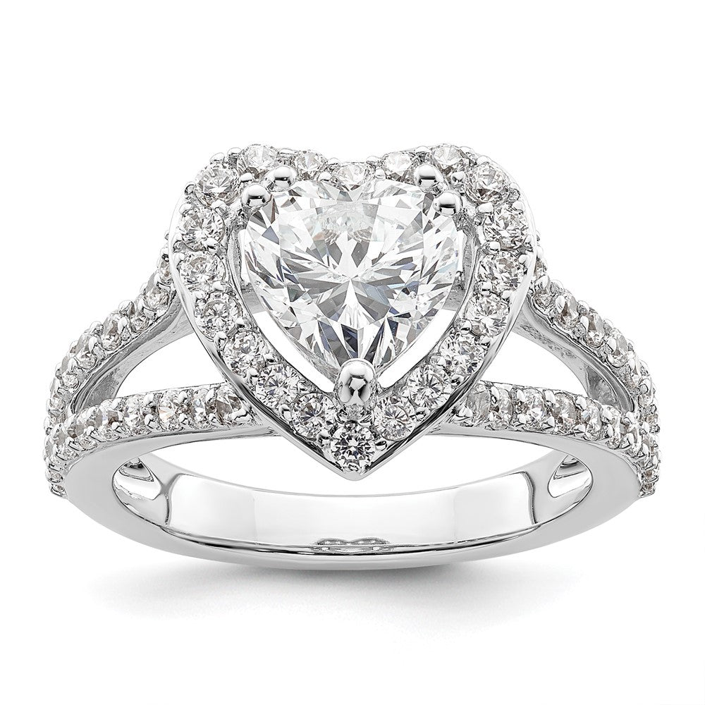 1.50ct. CZ Solid Real 14K White Gold Heart Halo Engagement Ring