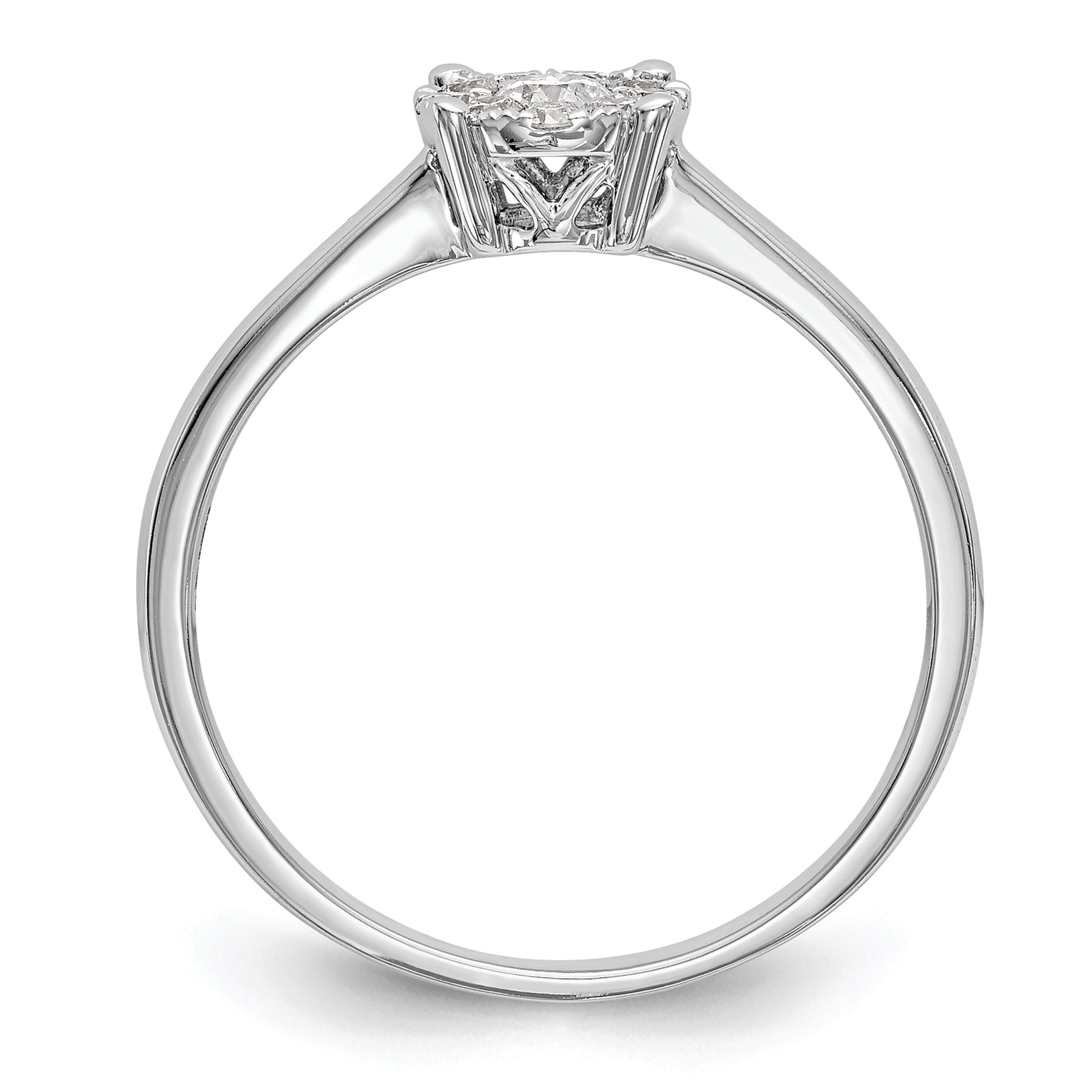 14K White Gold Halo Cluster 1/4 Carat Diamond Complete Engagement Ring