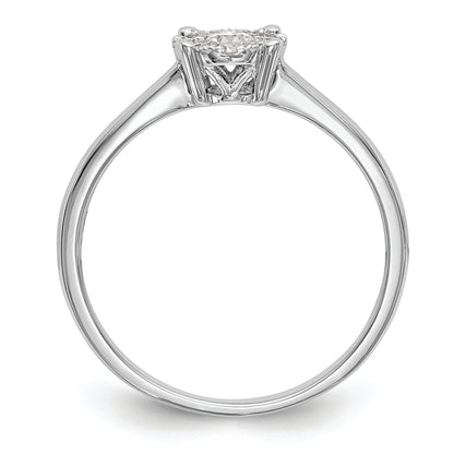 14K White Gold Halo Cluster 1/4 Carat Diamond Complete Engagement Ring