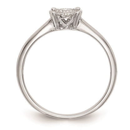 14K White Gold Complete Real Diamond Cluster Engagement Ring